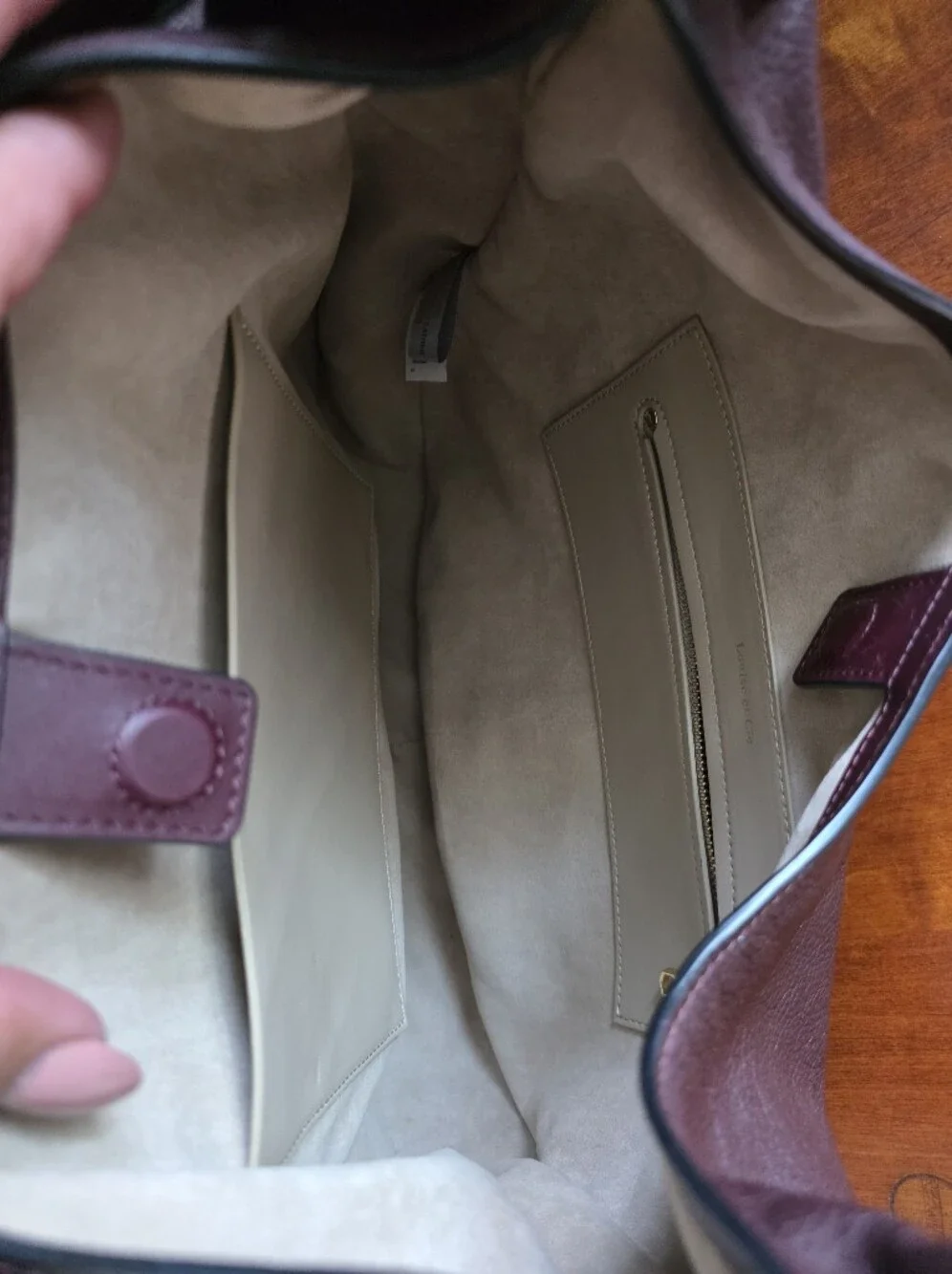 Louise et Cie Alis Hobo Aubergine Leather Large Slouchy Shoulder Bag